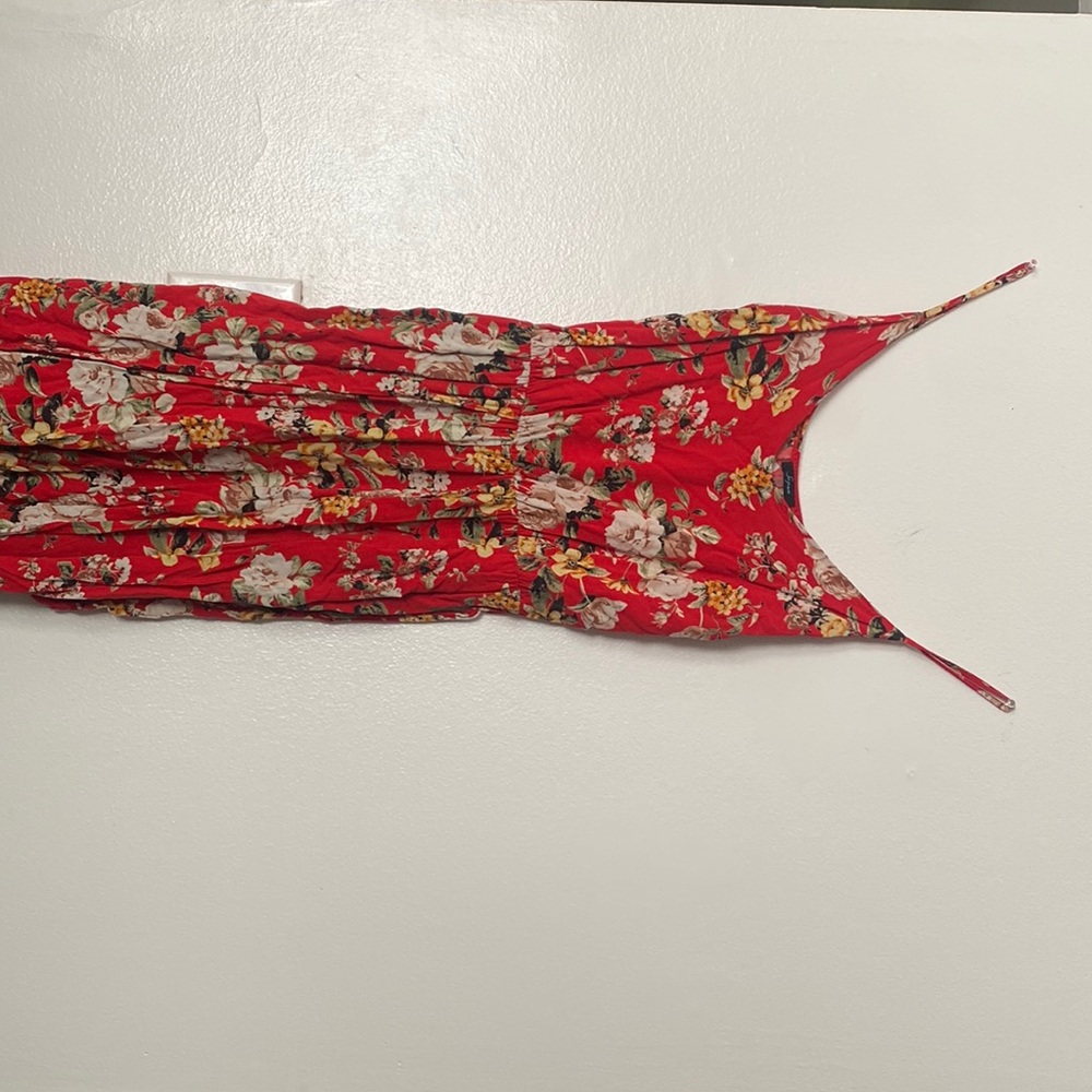 Red floral jump suit